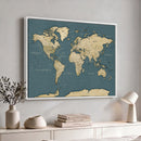 Minimal Vintage World Map Canvas Wall Art Print, Neutral
