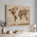 World Map Canvas Wall Art Print, Detailed Global Map Artwork