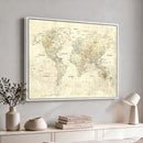 Colorful Watercolor World Map Canvas Wall Art – Framed