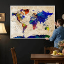 Watercolor World Map Canvas Print – Framed Wall Art for by MyGreatCanvas | Canvas Wall Art Prints | Photo Prints & Wall Decor