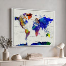 Vintage World Map Canvas Wall Art – Framed Travel Map with