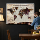 Custom Push Pin Map Wall Art Canvas Print – Personalized