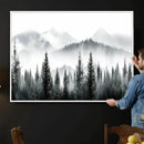 Misty Pine Forest Mountain Landscape Wall Art Canvas Print by MyGreatCanvas | Canvas Wall Art Prints | Photo Prints & Wall Decor