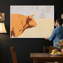 Minimal Longhorn Bull Wall Art Canvas Print, Neutral Western by MyGreatCanvas | Canvas Wall Art Prints | Photo Prints & Wall Decor