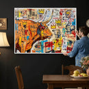 Basquiat Style Bull Graffiti Wall Art Canvas Print, Street by MyGreatCanvas | Canvas Wall Art Prints | Photo Prints & Wall Decor