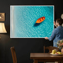 Minimalist Boat Wall Art Canvas Print, Aerial Sea Landscape by MyGreatCanvas | Canvas Wall Art Prints | Photo Prints & Wall Decor