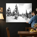 Black and White Snowy Pine Forest Wall Art Canvas Print, by MyGreatCanvas | Canvas Wall Art Prints | Photo Prints & Wall Decor