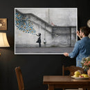 Banksy Girl with Butterflies Street Art Wall Art Canvas by MyGreatCanvas | Canvas Wall Art Prints | Photo Prints & Wall Decor