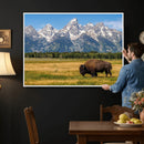 Bison in Mountain Landscape Wall Art Canvas Print – Western by MyGreatCanvas | Canvas Wall Art Prints | Photo Prints & Wall Decor
