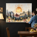 Boho Mountain Landscape Large Wall Art, Horizontal Gold by MyGreatCanvas | Canvas Wall Art Prints | Photo Prints & Wall Decor