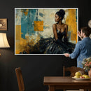 Elegant Woman Canvas Wall Art — Black Gold Gown Fashion by MyGreatCanvas | Canvas Wall Art Prints | Photo Prints & Wall Decor