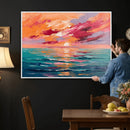 Bold Palette Knife Ocean Sunset Canvas — Orange Pink Teal by MyGreatCanvas | Canvas Wall Art Prints | Photo Prints & Wall Decor