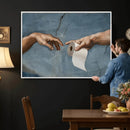 Funny Bathroom Canvas Wall Art, Michelangelo Creation of by MyGreatCanvas | Canvas Wall Art Prints | Photo Prints & Wall Decor