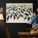 Longhorn Cattle Canvas Wall Art, Black White Stampede Ink by MyGreatCanvas | Canvas Wall Art Prints | Photo Prints & Wall Decor