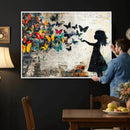Banksy Butterfly Girl Wall Art Canvas Print, Framed Street by MyGreatCanvas | Canvas Wall Art Prints | Photo Prints & Wall Decor