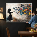 Banksy Butterfly Girl Wall Art Canvas Print, Framed Street by MyGreatCanvas | Canvas Wall Art Prints | Photo Prints & Wall Decor