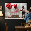 Girl Graffiti Wall Art Canvas Print, Red Balloon Heart by MyGreatCanvas | Canvas Wall Art Prints | Photo Prints & Wall Decor
