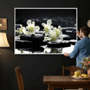 Plumeria Frangipani Black Stone Canvas | White Flower Spa by MyGreatCanvas | Canvas Wall Art Prints | Photo Prints & Wall Decor