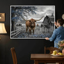 Texas Longhorn Canvas Wall Art, Rustic Farm Barn Bluebonnet by MyGreatCanvas | Canvas Wall Art Prints | Photo Prints & Wall Decor