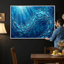 School of Fish Canvas Print | Blue Ocean Underwater Wall Art by MyGreatCanvas | Canvas Wall Art Prints | Photo Prints & Wall Decor