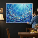 School of Fish Canvas Print | Blue Ocean Underwater Wall Art by MyGreatCanvas | Canvas Wall Art Prints | Photo Prints & Wall Decor