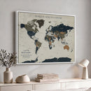 Custom Push Pin World Map Wall Art Canvas Print –