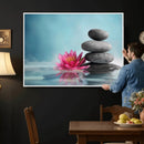 Zen Canvas Wall Art Lotus Flower Stacked Stones Teal Spa by MyGreatCanvas | Canvas Wall Art Prints | Photo Prints & Wall Decor