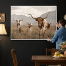 Rustic Texas Longhorn Cow Canvas Wall Art Print, Rustic Farm Animal Photography Print, Farmhouse Country Decor, Western Ranch Art by MyGreatCanvas | Canvas Wall Art Prints | Photo Prints & Wall Decor