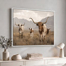 Rustic Texas Longhorn Cow Canvas Wall Art Print, Rustic Farm Animal Photography Print, Farmhouse Country Decor, Western Ranch Art