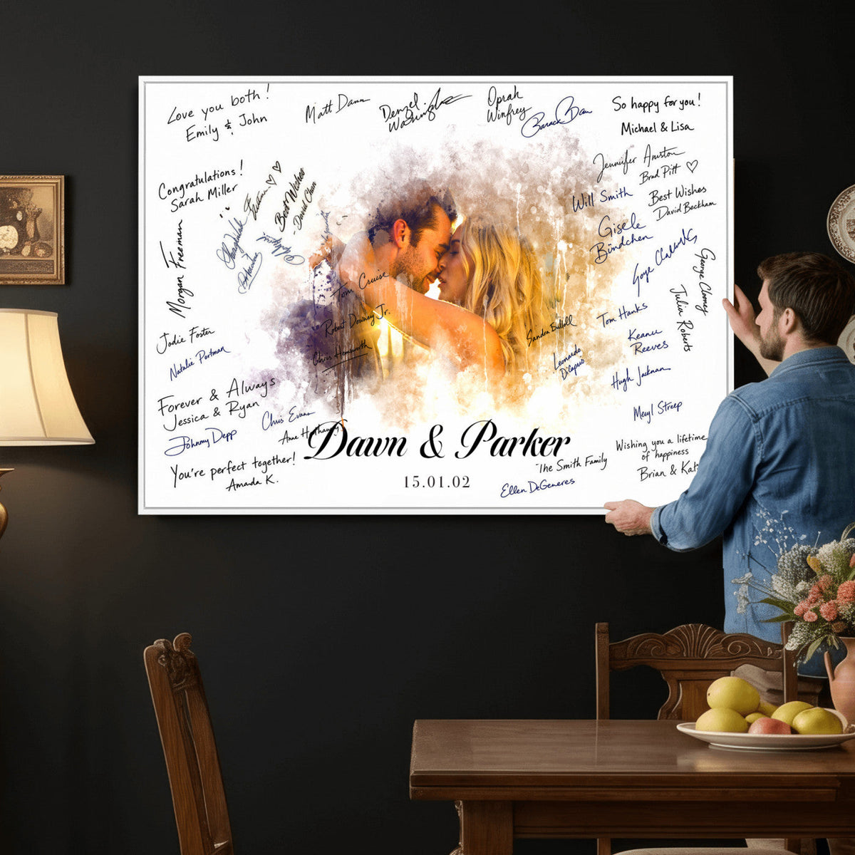 Wedding Guest Book Alternative Wall Art Canvas Print, Personalized, photo 12 of 27