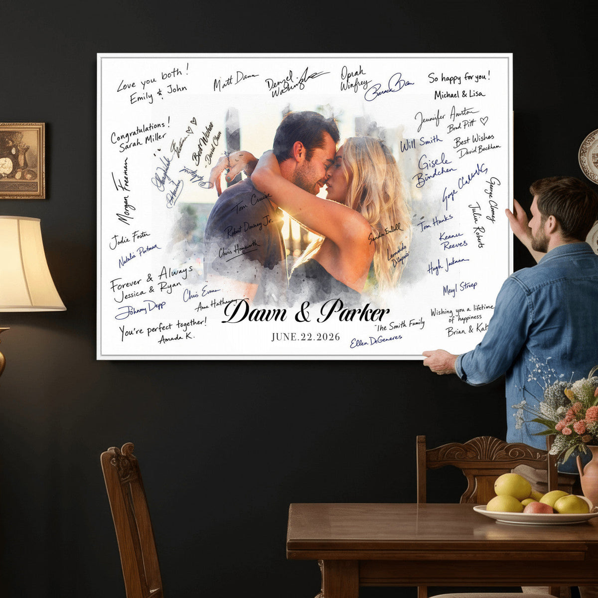 Wedding Guest Book Alternative Wall Art Canvas Print, Personalized, photo 9 of 25