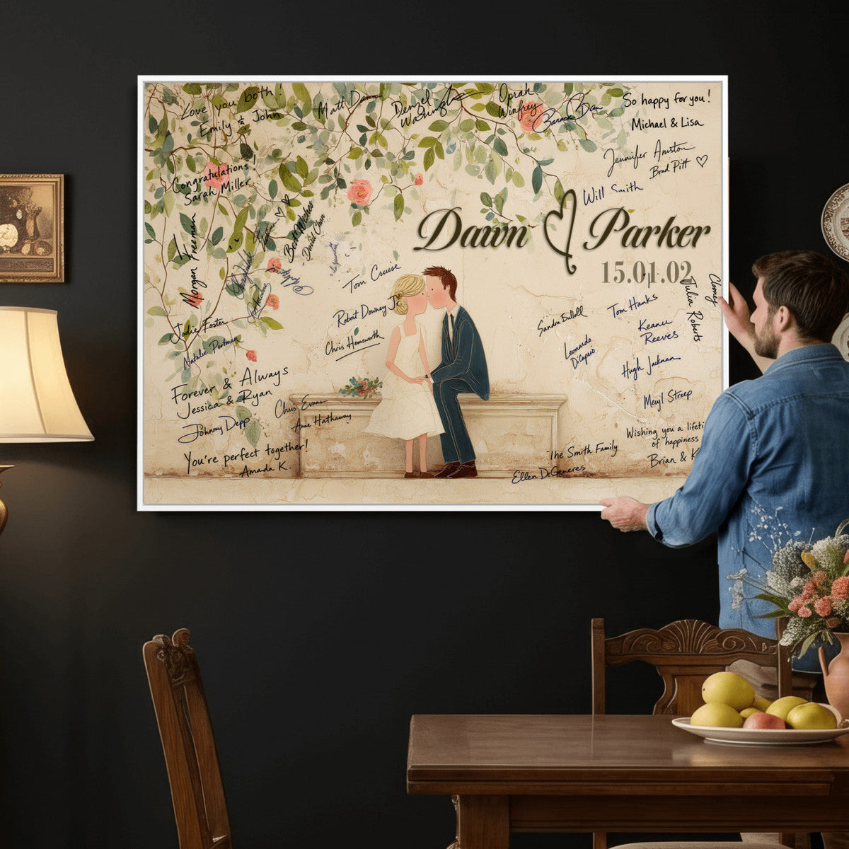 Wedding Guest Book Alternative Wall Art Canvas Print, Personalized, photo 10 of 25