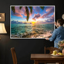 Hawaii Beach Sunset Canvas Wall Art Print, Tropical Ocean Landscape Artwork, Palm Tree Coastal Decor for Living Room Bedroom by MyGreatCanvas | Canvas Wall Art Prints | Photo Prints & Wall Decor