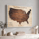 Personalized USA Push Pin Travel Map Canvas for Adventure Wall Decor