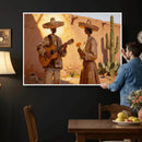 Mexican Couple Canvas Wall Art, Romantic Serenade Guitar Painting Print, Southwestern Desert Adobe Decor, Warm Golden Folk Art, Living Room Art by MyGreatCanvas | Canvas Wall Art Prints | Photo Prints & Wall Decor