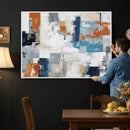 Blue Teal Abstract Canvas Wall Art, Modern Textured Painting Print, Navy Orange White Contemporary Art, Neutral Living Room Decor, Office Art by MyGreatCanvas | Canvas Wall Art Prints | Photo Prints & Wall Decor