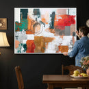 Blue Teal Abstract Canvas Wall Art, Modern Textured Painting Print, Navy Orange White Contemporary Art, Neutral Living Room Decor, Office Art by MyGreatCanvas | Canvas Wall Art Prints | Photo Prints & Wall Decor