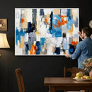 Blue Teal Abstract Canvas Wall Art, Modern Textured Painting Print, Navy Orange White Contemporary Art, Neutral Living Room Decor, Office Art by MyGreatCanvas | Canvas Wall Art Prints | Photo Prints & Wall Decor