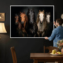 Horse Wall Art Canvas Print, Wild Horses Portrait Photography, Dramatic Equestrian Decor, Black Brown White Horse Herd, Rustic Ranch Art by MyGreatCanvas | Canvas Wall Art Prints | Photo Prints & Wall Decor