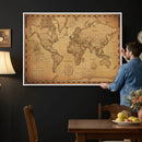 Personalized Push Pin World Map, Vintage Travel Map Canvas, Custom Names Anniversary Gift, Places Visited Pin Board, Couples Adventure Art
