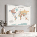Personalized Push Pin World Map Canvas – Custom Framed