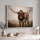 Texas Longhorn Wall Art Canvas Print – Brown Horned Bull