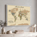 Personalized Detailed Push Pin World Map Canvas Print Custom