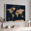 Custom Push Pin World Map Wall Canvas Print – Personalized