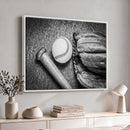 Vintage Baseball Glove and Bat Sports Wall Art Canvas,
