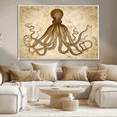 Sepia Octopus Wall Art Abstract Animal Canvas Print