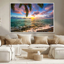 Framed Tropical Sunset Art Canvas Print