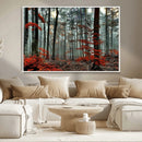 Autumn Forest Wall Art – Enchanting Red Leaves Canvas Print,