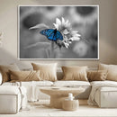 Blue Butterfly Black and White Canvas Wall Art by MyGreatCanvas | Canvas Wall Art Prints | Photo Prints & Wall Decor