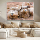 Lion Pair Wall Art Canvas Print – Framed Wildlife Scene with